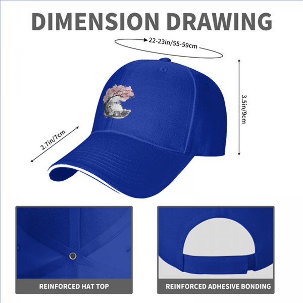 Black baseball cap with Totoro under cherry blossom tree print