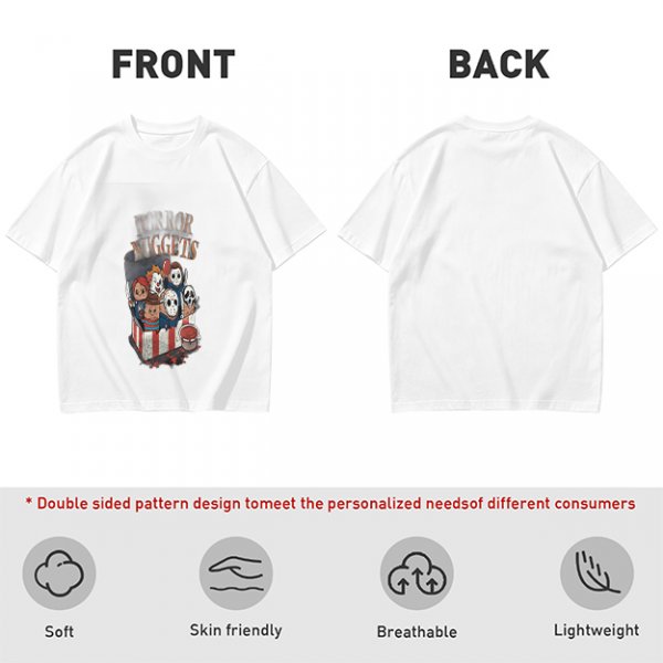 Olive T-Shirt With Horror Movie Character Nuggets Graphic Print