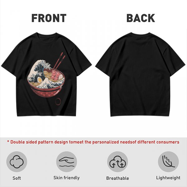 Olive T-Shirt Featuring The Great Wave Off Kanagawa Ramen Bowl Art
