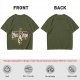 Olive green graphic t-shirt with zebra stripe design