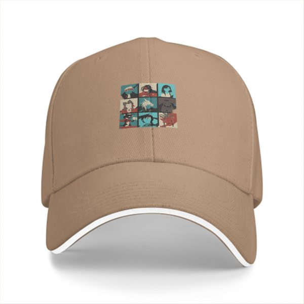 Black baseball cap with retro video game character grid print
