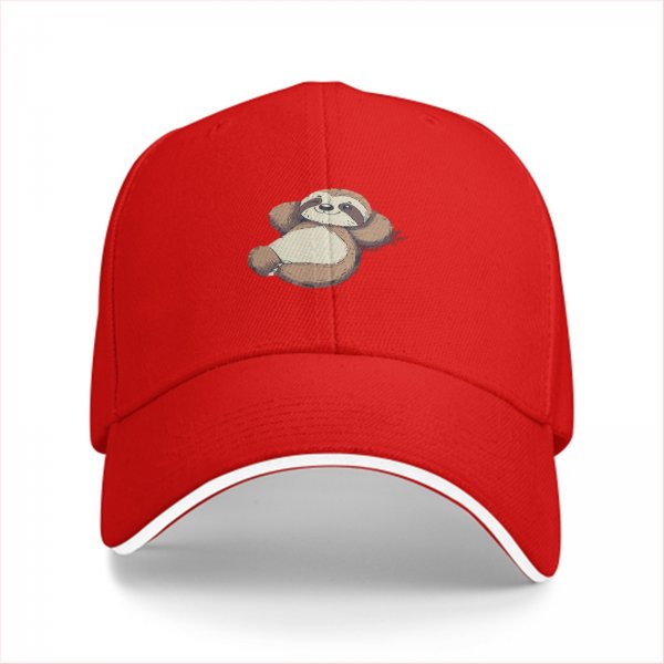 Black Baseball Cap With Cute Relaxed Sloth Graphic