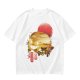 Olive t-shirt with Japanese cat bus and sun graphic