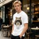 Olive Green T-Shirt With Smiling Raccoon Graphic Print