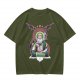 Olive T-Shirt With Meditating Wise Old Man And Dragon Art Print