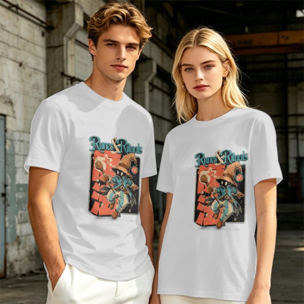 Olive Green T-Shirt With Runes & Rituals Wizard Graphic