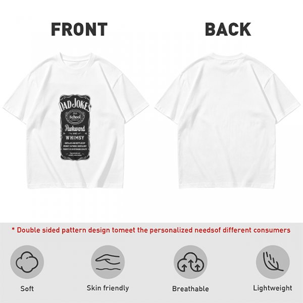 Olive Green T-Shirt with Dad Jokes Whiskey Label Style Graphic