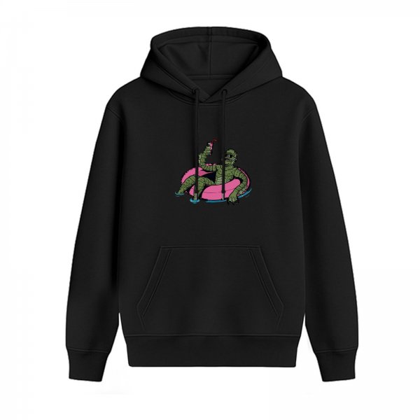 Black Hoodie with Creature from the Black Lagoon Pool Float Graphic