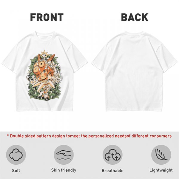 Olive T-shirt with Princess Mononoke Forest Spirit Art Print