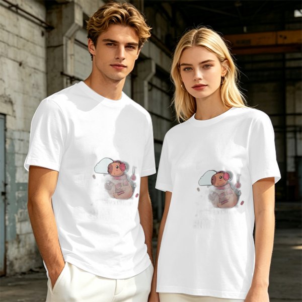 Olive Green T-Shirt With Cute Cartoon Pig Print
