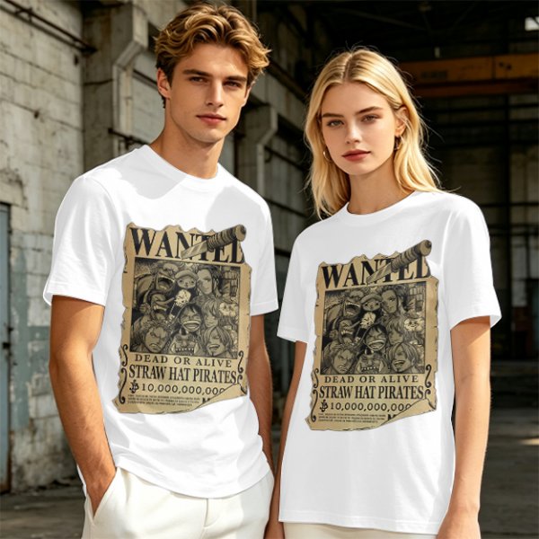 One Piece Straw Hat Pirates Wanted Poster Graphic T-Shirt