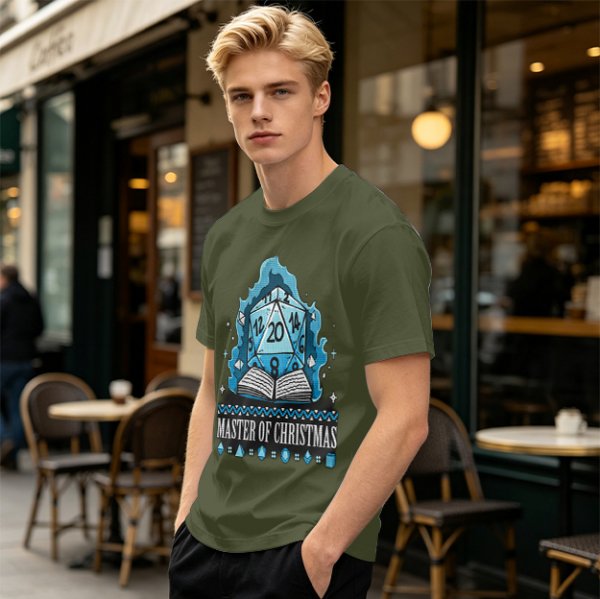 Master of Christmas D20 Dice T-Shirt for RPG Fans