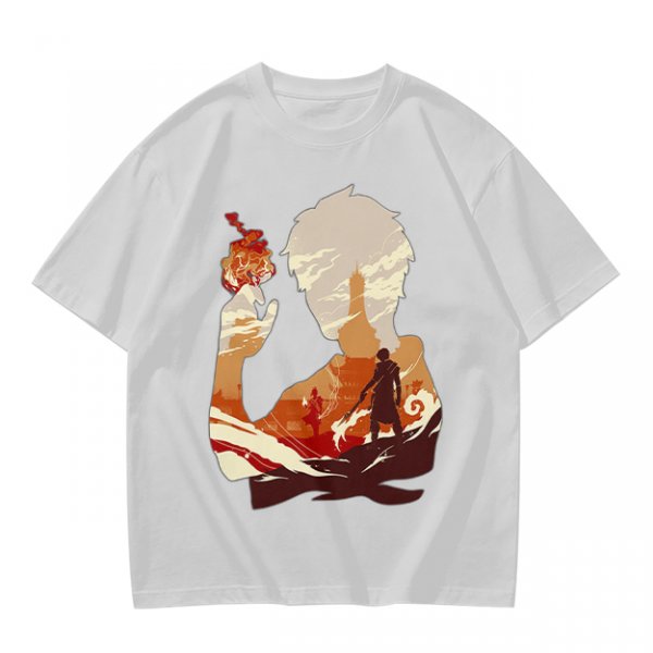 Anime Fire Bender Silhouette Graphic T-Shirt