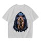 Olive T-Shirt with Muscular Hero Emerging from Hooded Figure Art