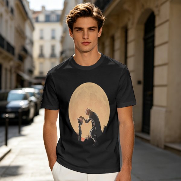 Olive T-Shirt With Moonlit Cowboy Silhouette Graphic