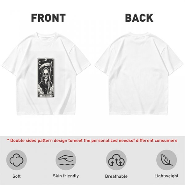 Olive T-shirt with The Death Tarot Card Grim Reaper Graphic