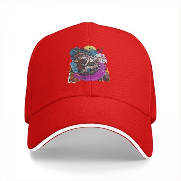 Black Baseball Cap With Colorful Abstract Fantasy Art Print