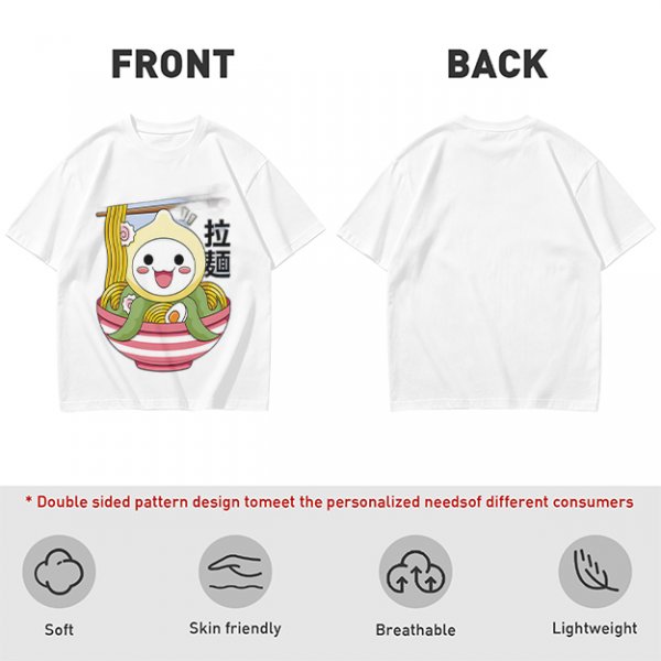 Owl-like character in ramen bowl graphic olive green t-shirt