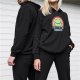 Black hoodie with frog graphic and 'I have everyone equally' text
