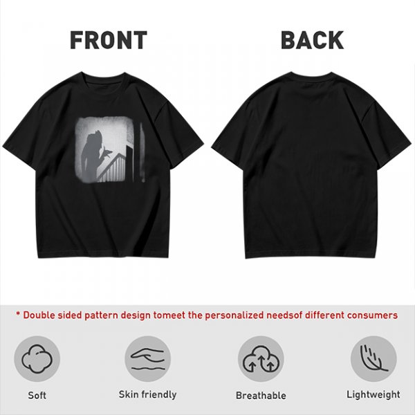 Olive T-Shirt With Horror Staircase Silhouette Graphic