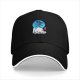 Black Baseball Cap With Anime Girl Blue Circle Art Print