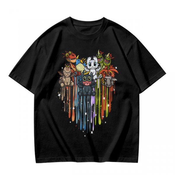 Olive T-Shirt With Cute How To Train Your Dragon Character Print