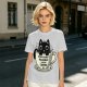 Olive T-Shirt With Black Cat In Coffee Cup 'Everything Is Pawsible With Coffee' Print