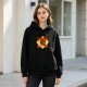 Black Hoodie With Fiery Warrior Silhouette Graphic