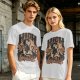 Olive green graphic t-shirt with a high on catip black cat print