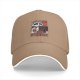 Black baseball cap with a tired raccoon office worker graphic