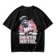 Olive t-shirt with cute grim reaper riding unicorn and death metal graphic