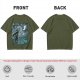 Olive T-shirt with Starry Night Style Fantasy Warrior Print