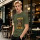 Olive Graphic T-Shirt With 'Caution May Bite Before Caffeine' Angry Cat Print
