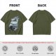 Olive T-Shirt With Howling Wolf Silhouette Winter Fantasy Art Print