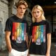 Dungeons and Dragons Polyhedral Dice Rainbow Graphic T-Shirt