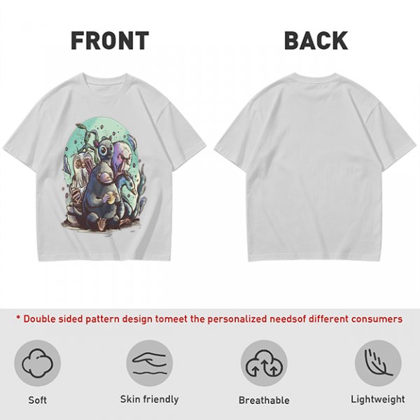 Olive T-Shirt With Magical Creature Group Art Print