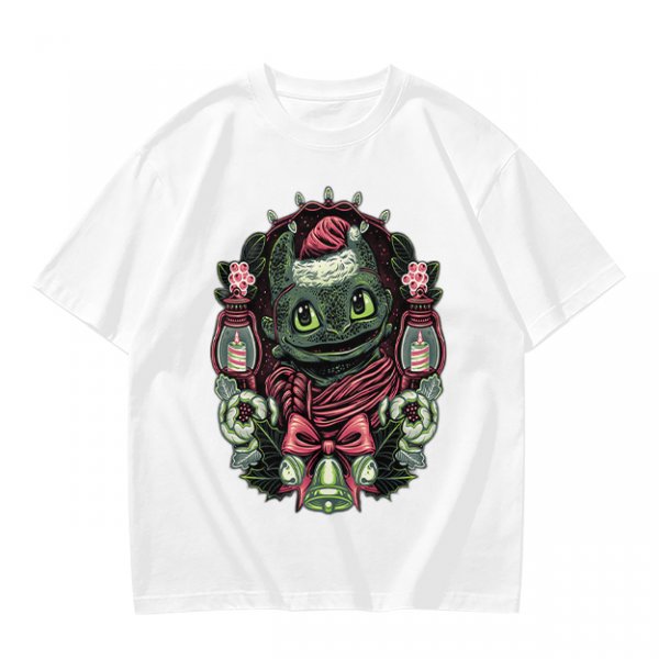 Olive T-shirt with Christmas Night Fury Dragon Festive Print