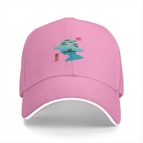 Black Baseball Cap With Anime Silhouette Sunset Art Print