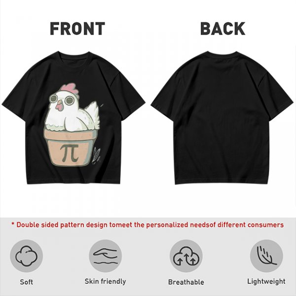 Olive T-Shirt With Cute Chicken In Pi Pot Graphic