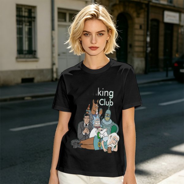 Olive T-Shirt Featuring 'king Club' and Animated Characters Print