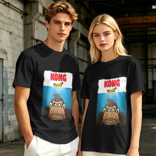 Olive T-Shirt With Cartoon Kong Banana Water Print