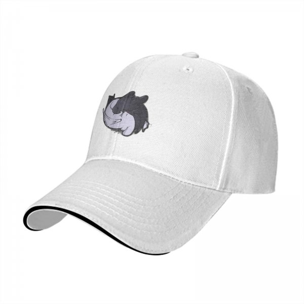 Black Baseball Cap With Sleeping Cat Graphic Print