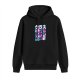 Black hoodie with cute anime-style graphic print