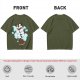 Olive Green T-Shirt With Sleeping Sky Bison On Clouds Print