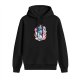 Black Hoodie With Vibrant Abstract Cartoon Graphic Print