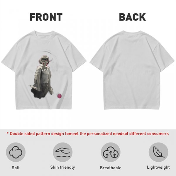 Olive T-Shirt Featuring Princess Mononoke Warrior Artwork