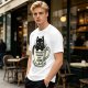 Olive T-Shirt With Black Cat In Coffee Cup 'Everything Is Pawsible With Coffee' Print
