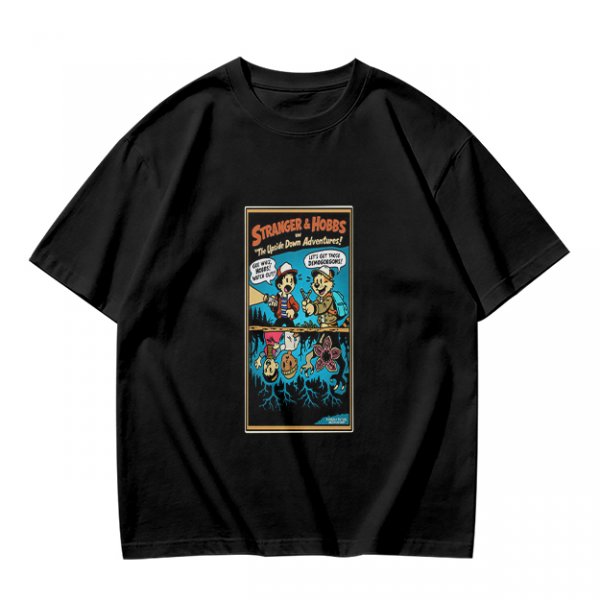 Olive T-Shirt with Stranger Hobbs Upside Down Comic Print