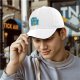 Black Baseball Cap With Blue Maneki-Neko Lucky Cat Graphic