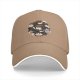 Black baseball cap with cute coffee and cat themed graphic